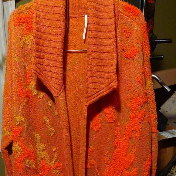 Anthropologie Orange and Yellow Textured Cardigan - Picture 1 of 7
